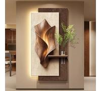 Pintura de Pared Con Decoración de Arenisca 3D Moderna, Escultura de Pared Con Luz LED, Pintura Decorativa para Vestíbulo de Entrada Para Sala de Estar, Dormitorio, Oficina(A,70x140cm/28x55in)