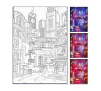 Pintura de pared LED - Canvas Night Night City, foto de ciudad brillante | Obras de arte iluminadas contemporáneas, elegantes decoraciones para el hogar, acento mural para estudiar el dormitorio