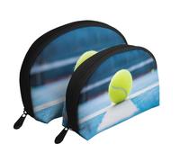 Pintura de Pelota de Tenis, Bolsa de Maquillaje de Concha, Monedero pequeño para Mujer, Bolsa de artículos de tocador, Bolsa de cosméticos, 2 Piezas