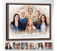 Pintura de retrato de pareja en acuarela personalizada, combina fotos familiares y añade seres queridos fallecidos, impresiones de ilustraciones personalizadas en lienzo, póster o enmarcado, boda,