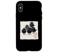 Pintura de tinta japonesa Sumi-e Arte de pájaros al carbón Carcasa para iPhone X/XS