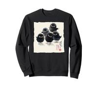 Pintura de tinta japonesa Sumi-e Arte de pájaros al carbón Sudadera