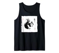 Pintura de tinta Sumi-e de ardilla japonesa Arte vintage Camiseta sin Mangas