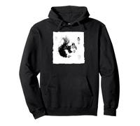 Pintura de tinta Sumi-e de ardilla japonesa Arte vintage Sudadera con Capucha