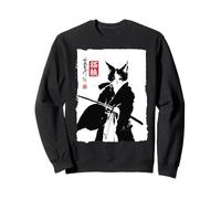 Pintura de Tinta Sumi-e de Arte de Gato samurái japonés Sudadera