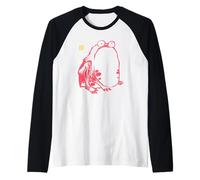 Pintura de Tinta Sumi-e de Arte japonés de Rana Vintage Camiseta Manga Raglan