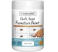Pintura de tiza para muebles, color blanco, 1 litro, incluido agitador, ideal para estilo desgastado y sofisticado, secado rápido