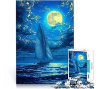 Pintura de un Atardecer en un velero Puzzles de 1000 Piezas para Adolescentes Corte de precisión Actividades Divertidas en casa, Regalos de cumpleaños, Regalos de Viaje, 38x26cm