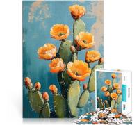 Pintura de una Flor de Cactus en el Desierto Rompecabezas para Adolescentes de 1000 Piezas Regalos de Juegos desafiantes decoración de Pared 38x26cm