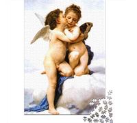 Pintura del Beso del ángel Rompecabezas Clásico 1000 Piezas para Adolescentes Y Adultos, Cartón Reciclado, Decoración Interior, Regalo Día De Caja, Reto Mental 70x50cm/1000pcs
