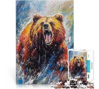 Pintura del Oso de Paleta Rompecabezas para Adolescentes 1000 Piezas Matar el Tiempo en Vacaciones en casa Toda la Familia. 38x26cm