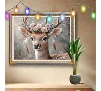 Pintura Diamante 5D DIY Ciervo,Kit Completo Diamond Painting Rosa,Bordado Cuadros de Diamantes Kit para Decorativo el Hogar, Dibujos con Diamantes Regalo para Adultos y Niños (160x120cm) 58F-2800