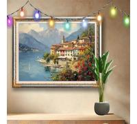 Pintura Diamante 5D DIY Costa,Kit Completo Diamond Painting Paisaje,Bordado Cuadros de Diamantes Kit para Decorativo el Hogar, Dibujos con Diamantes Regalo para Adultos y Niños (160x120cm) 58F-1760