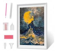 Pintura Diamante 5D para Adultos, Abstracto Luna Diamond Painting Redondos Completo DIY, Decoración de Pared con Gemas, Punto de Diamante para Principiantes, Arte y Manualidades 50 x 70cm PJY1 D-F