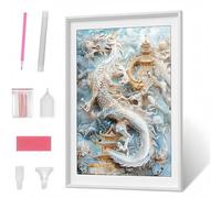 Pintura Diamante 5D para Adultos, Animal DragóN Diamond Painting Redondos Completo DIY, Decoración de Pared con Gemas, Punto de Diamante para Principiantes, Arte y Manualidades 40x50cm PJY1 9-B