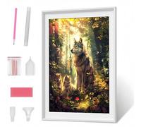 Pintura Diamante 5D para Adultos, Animal Lobo Diamond Painting Redondos Completo DIY, Decoración de Pared con Gemas, Punto de Diamante para Principiantes, Arte y Manualidades 40x50CM PJY1 D-B