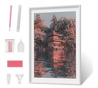 Pintura Diamante 5D para Adultos, Arquitectura áRbol Diamond Painting Redondos Completo DIY, Decoración de Pared con Gemas, Punto de Diamante para Principiantes, Arte y Manualidades 60x80CM PJY1 9-B