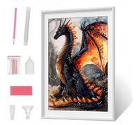 Pintura Diamante 5D para Adultos, DragóN Animal Diamond Painting Redondos Completo DIY, Decoración de Pared con Gemas, Punto de Diamante para Principiantes, Arte y Manualidades 80x100CM PJY1 7-B