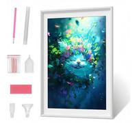Pintura Diamante 5D para Adultos, Flor Gato Diamond Painting Redondos Completo DIY, Decoración de Pared con Gemas, Punto de Diamante para Principiantes, Arte y Manualidades 40x50CM PJY1 B-6