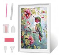 Pintura Diamante 5D para Adultos, Flor PáJaro Diamond Painting Redondos Completo DIY, Decoración de Pared con Gemas, Punto de Diamante para Principiantes, Arte y Manualidades 80x100CM PJY1 I-B