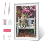 Pintura Diamante 5D para Adultos, LeóN Flor Diamond Painting Redondos Completo DIY, Decoración de Pared con Gemas, Punto de Diamante para Principiantes, Arte y Manualidades 30 x 40 cm PJY1 B-Z