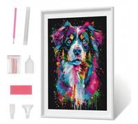 Pintura Diamante 5D para Adultos, Perro Animal Diamond Painting Redondos Completo DIY, Decoración de Pared con Gemas, Punto de Diamante para Principiantes, Arte y Manualidades 50 x 70 cm PJY1 2-B
