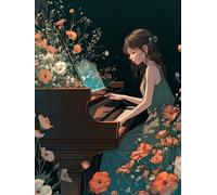 Pintura Diamante Adultos Chica Piano Dibujos con Diamond, 5D Diamond Painting Kit Completo Bordado Punto de Cruz, Manualidades Niños, DIY Lienzo Juego Arte de Diamantes Decoración Hogar 60x80cm b-844