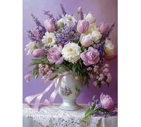 Pintura Diamante Adultos Flor Diamond Painting Set para Adultos Púrpura, 5D Diamond Painting Kit Completo, Manualidades Adulte Bricolaje Pintura de Diamante, para Decoración de Hogar 70x90cm,Model544
