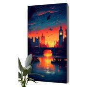 Pintura Diamante Atardecer Diamond Painting Adultos Londres Diamond Painting Kit Completo 40x90 cm, 5D Cuadros Diamantes Kit Punto de Cruz Mosaico Cristal Art para Niños Decoración Pared Hogar S2-191