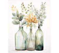 Pintura Diamante Flores 5D con Jarrón - Pintar con Diamantes Adultos, Kit Pintura Diamand Completo DIY, Cuadro para Decoración del Hogar, Apto adultos y principiantes, Manualidades Creativas 30x40 cm