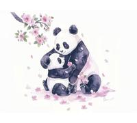 Pintura Diamante Flores Panda, Diamond Painting Adultos, 5D DIY Cuadros de Diamantes niños, Punto de Cruz de Pintura de Diamante, Adecuado para la Decoración de Paredes Familiares, Regalo 30x20cm P381