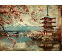Pintura Diamante Monte Fuji JapóN, Diamond Painting Adultos, 5D DIY Cuadros de Diamantes niños, Punto de Cruz de Pintura de Diamante, Adecuado para la Decoración de Paredes Familiares 40x30cm P-174