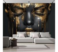 Pintura Dorada Retrato De Una Mujer Hermosa Papel Pintado Panorámico 400x280cm, Arte Abstracto Papel Pintado De Seda, Grandes Murales Para Salón Sala De Estar Estudio Decoración, Negro