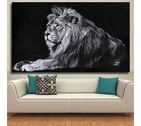 Pintura en lienzo Animal moderno Cuadro de gran tamaño Arte de la pared Impresiones en lienzo Cuadros de leones Pósteres para la decoración de la sala de estar 75x120cm (29.5x47.2in) Con marco