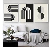 Pintura en lienzo con formas abstractas modernas, arte geométrico, líneas negras, carteles nórdicos e impresiones, imágenes de pared para decoración de sala de estar (70 x 100 cm x 3/sin marco)
