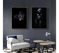 Pintura en lienzo de animales, pantera negra, felinos, vida silvestre, carteles e impresiones, arte de pared, imagen para sala de estar, decoración del hogar, 60 x 90 cm, 2 piezas sin marco