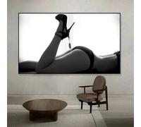 Pintura en lienzo de arte moderno, póster de mujer sexy negra, impresión artística de pared para sala de estar y decoración del hogar, 50 x 75 cm, sin marco