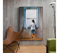 Pintura en lienzo de Chica en la ventana, póster de Salvador Dalí, arte de pared, imagen de mujer azul mar para sala de estar, decoración del hogar, 40 x 60 cm, sin marco