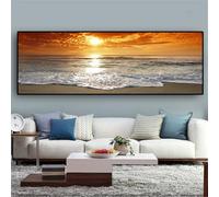 Pintura en lienzo de escena costera para decoración del hogar, dormitorio, sala de estar, arte de pared, sin marco, impresión de paisaje de playa con tema de naturaleza