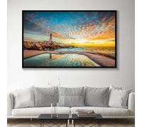 Pintura en lienzo de paisaje marino al atardecer, arte de pared, pintura de estilo nórdico para sala de estar, dormitorio, decoración del hogar, 70 x 110 cm, sin marco