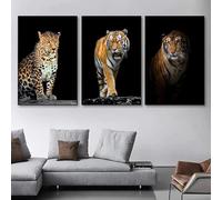 Pintura en lienzo de tigre, león y leopardo, arte de pared, carteles e impresiones, imágenes, decoración del hogar, decoración moderna para sala de estar, 30 x 50 cm, 3 piezas, sin marco