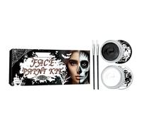 Pintura facial blanca y negra - Kit de paleta profesional con pinceles, 1 base cosmética de gran capacidad para adultos, pinturas corporales altamente pigmentadas, suministros de maquillaje, esqueleto