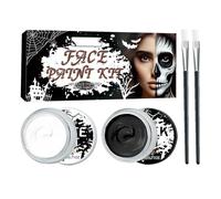 Pintura facial blanca y negra,Pintura facial de Halloween en y negro - Paleta de maquillaje con pinceles | Pintura facial de gran capacidad para adultos, pinturas para la piel de cobertura total para
