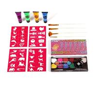 Pintura facial de 15 colores, pintura corporal de secado rápido, con agua con pincel, maquillaje de Halloween, belleza, paleta de pintura, paleta de Halloween, belleza, paleta de cuerpo, secado rápido