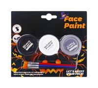 Pintura facial de Halloween, crema soluble en agua, pintura corporal y facial, 3 colores solubles en agua, para cosplay, eventos deportivos, niños, adultos, esqueleto de