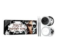 Pintura facial de Halloween en y negro,Maquillaje de pintura facial en y negro - Kit de paleta de pintura profesional con pinceles | Pinturas para la piel de cobertura total, kit de maquillaje de vamp