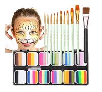 Pintura facial de paleta Rainbow - 12 colores, maquillaje lavable, arte corporal | Kit de pintura profesional, vibrante paleta de piel segura para hombres.