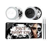 Pintura facial en y negro,Pintura facial en y negro - Paleta de maquillaje con pinceles - Kit de maquillaje de vampiro esqueleto de para adultos, pintura de ojos para cara y cuerpo para disfraz