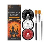 Pintura facial, maquillaje de carrocería, kit creativo de Halloween de 3 colores lavable con cepillo, esqueleto de vampiros cosméticos de vestuario zombie, pintura de caras para adultos adolescentes t