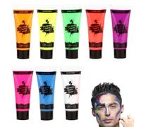 Pintura facial y corporal con luz negra, juego luminoso fluorescente